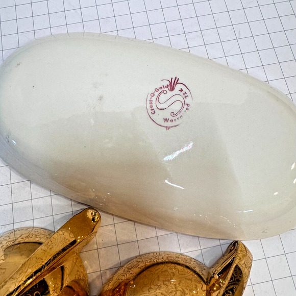 VTG MCM Lady Hamilton 22k Warranted Gold Cup Pair Floral Etching w Saucer Set - Picture 16 of 16